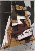 Juan Gris Winebottle Daily and fruit dish oil painting artist